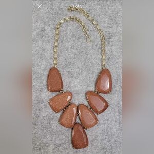 Harlow Necklace in Goldstone & Gold